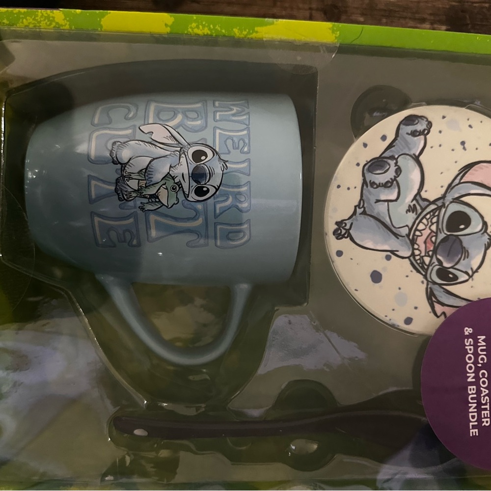 Disney Stitch Mug, Coaster & Spoon Set - Blue and White